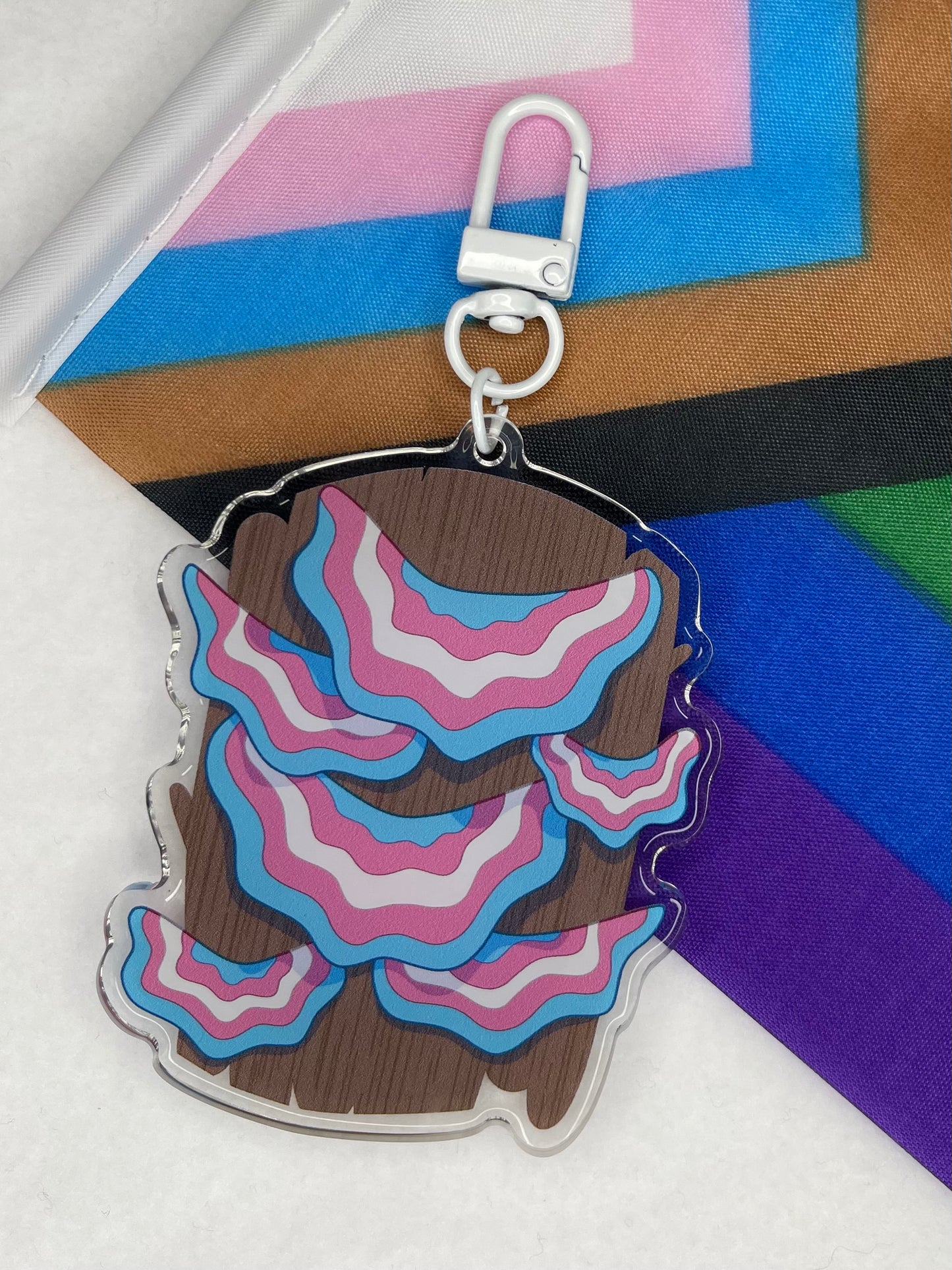 Trans Pride Fungi Keychain