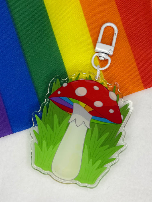 Gay Pride Fungi Keychain